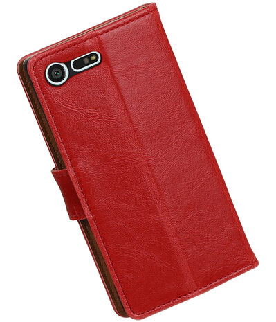 Rood Pull-Up PU booktype wallet cover hoesje voor Sony Xperia X Compact