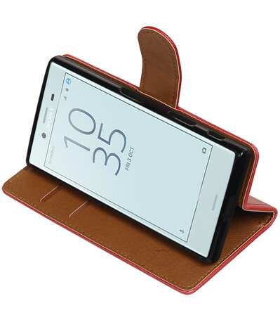 Rood Pull-Up PU booktype wallet cover hoesje voor Sony Xperia X Compact