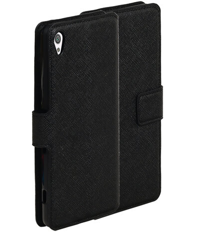 Zwart Sony Xperia XA TPU wallet case booktype hoesje HM Book