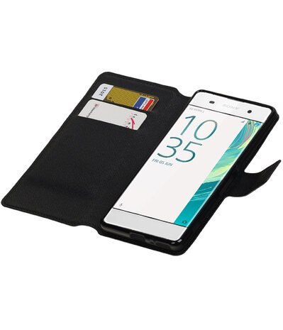 Zwart Sony Xperia XA TPU wallet case booktype hoesje HM Book