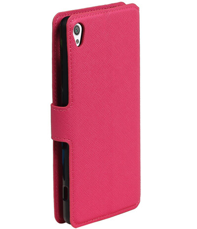 Roze Sony Xperia XA TPU wallet case booktype hoesje HM Book