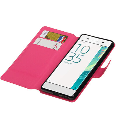Roze Sony Xperia XA TPU wallet case booktype hoesje HM Book