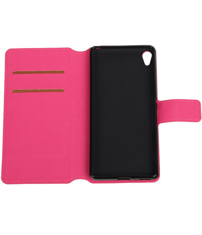 Roze Sony Xperia XA TPU wallet case booktype hoesje HM Book