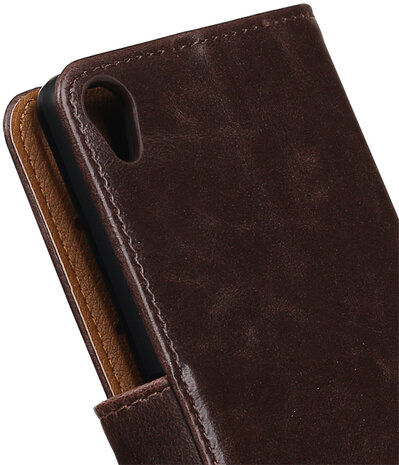 Mocca Pull-Up PU booktype wallet cover hoesje voor Sony Xperia XA