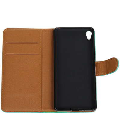 Groen Pull-Up PU booktype wallet cover hoesje voor Sony Xperia XA