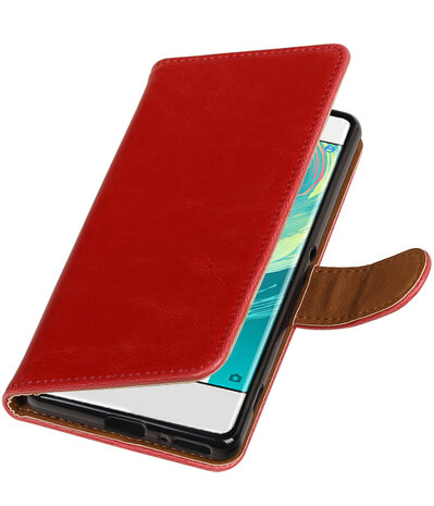 Rood Pull-Up PU booktype wallet cover hoesje voor Sony Xperia XA