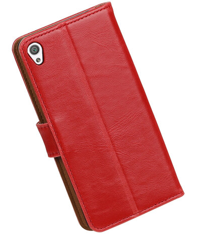 Rood Pull-Up PU booktype wallet cover hoesje voor Sony Xperia XA