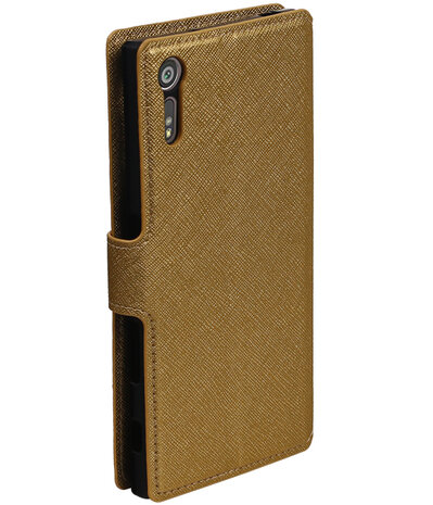 Goud Sony Xperia XZ TPU wallet case booktype hoesje HM Book