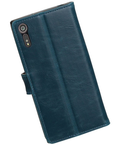 Blauw Pull-Up PU booktype wallet cover hoesje voor Sony Xperia XZ