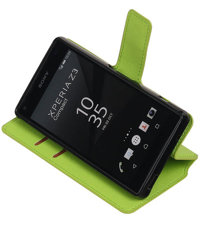 Groen Sony Xperia Z3 Compact TPU wallet case booktype hoesje HM Book