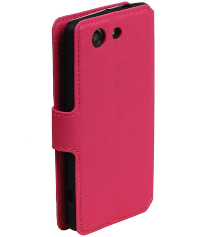 Roze Sony Xperia Z3 Compact TPU wallet case booktype hoesje HM Book