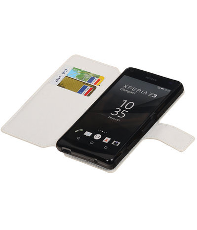 Wit Sony Xperia Z3 Compact TPU wallet case booktype hoesje HM Book