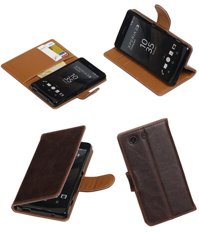 Mocca Pull-Up PU booktype wallet cover hoesje voor Sony Xperia Z3 Compact