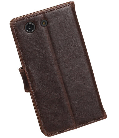 Mocca Pull-Up PU booktype wallet cover hoesje voor Sony Xperia Z3 Compact