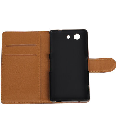 Mocca Pull-Up PU booktype wallet cover hoesje voor Sony Xperia Z3 Compact