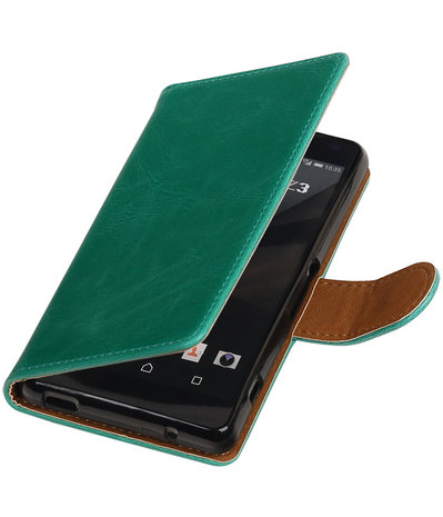 Groen Pull-Up PU booktype wallet cover hoesje voor Sony Xperia Z3 Compact