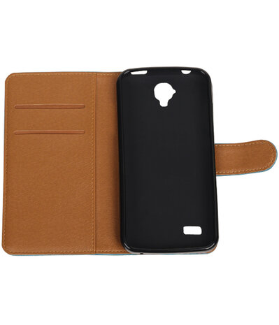 Blauw Pull-Up PU booktype wallet hoesje voor Huawei Y560 / Y5