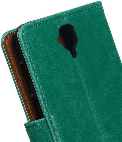 Groen Pull-Up PU booktype wallet hoesje voor Huawei Y560 / Y5