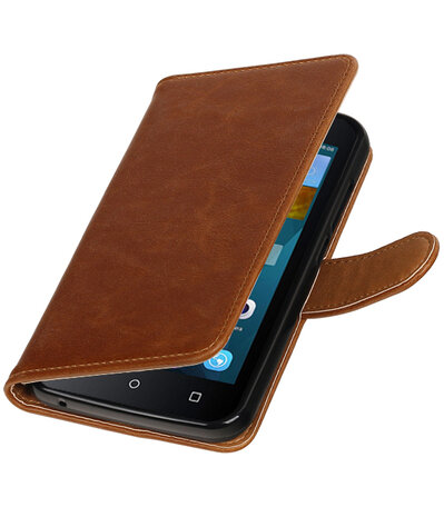 Bruin Pull-Up PU booktype wallet hoesje voor Huawei Y560 / Y5