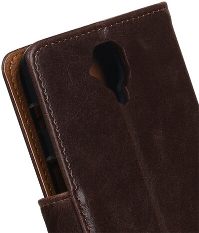 Mocca Pull-Up PU booktype wallet hoesje voor Huawei Y560 / Y5