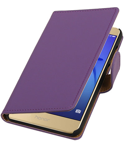 Paars Effen booktype wallet cover hoesje voor Huawei P8 Lite 2017 / P9 Lite 2017