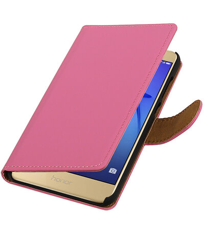 Roze Effen booktype wallet cover hoesje voor Huawei P8 Lite 2017 / P9 Lite 2017