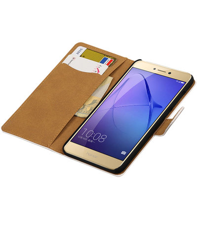 Wit Effen booktype wallet cover hoesje voor Huawei P8 Lite 2017 / P9 Lite 2017