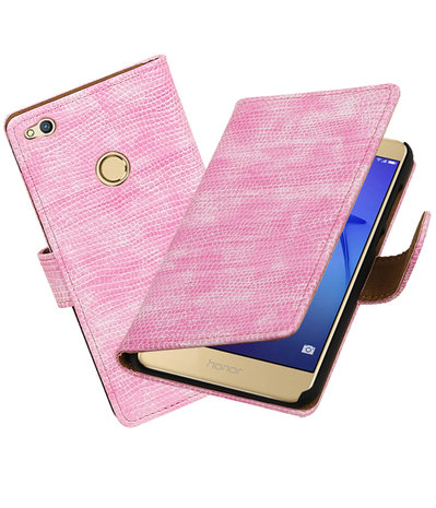 Roze Mini Slang booktype wallet cover hoesje voor Huawei P8 Lite 2017 / P9 Lite 2017