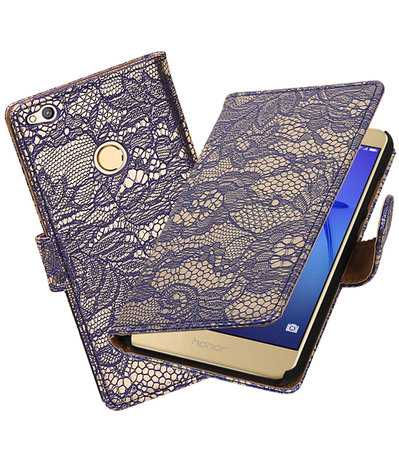 Blauw Lace booktype wallet cover hoesje voor Huawei P8 Lite 2017 / P9 Lite 2017