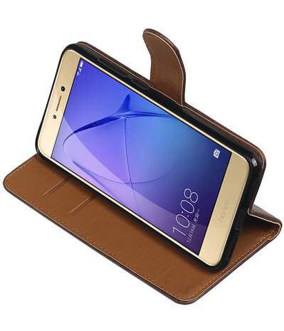 Mocca Pull-Up PU booktype wallet cover hoesje voor Huawei P8 Lite 2017 / P9 Lite 2017