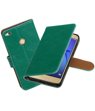 Groen Pull-Up PU booktype wallet cover hoesje voor Huawei P8 Lite 2017 / P9 Lite 2017