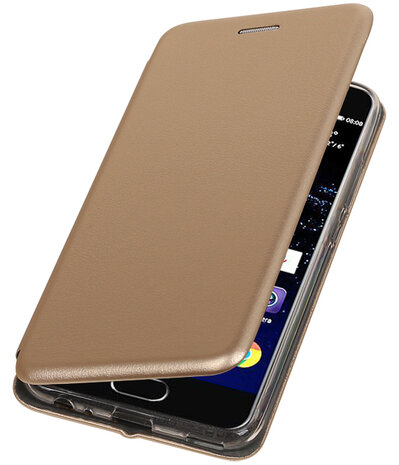 Goud Premium Folio leder look booktype smartphone hoesje voor Huawei P10