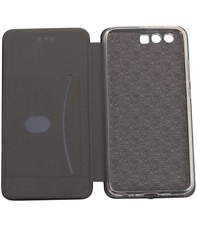 Zwart Premium Folio leder look booktype smartphone hoesje voor Huawei P10