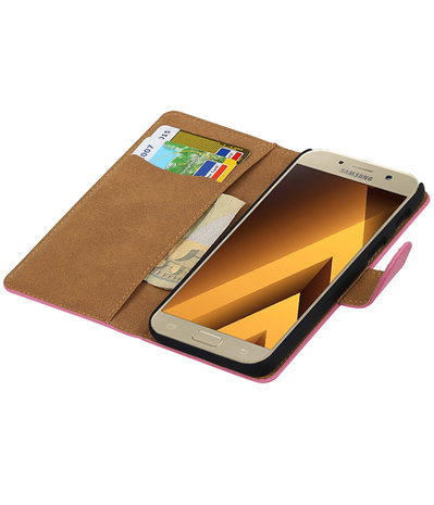 Roze Effen booktype wallet cover hoesje Samsung Galaxy A5 2017