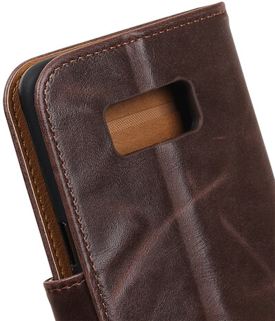 Mocca Pull-Up PU booktype wallet cover hoesje voor Samsung Galaxy S8