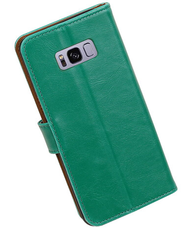 Groen Pull-Up PU booktype wallet cover hoesje voor Samsung Galaxy S8