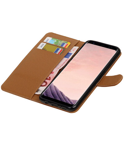 Bruin Pull-Up PU booktype wallet cover hoesje Samsung Galaxy S8+ Plus