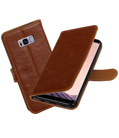 Bruin Pull-Up PU booktype wallet cover hoesje Samsung Galaxy S8+ Plus