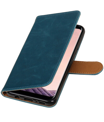 Blauw Pull-Up PU booktype wallet cover hoesje Samsung Galaxy S8+ Plus