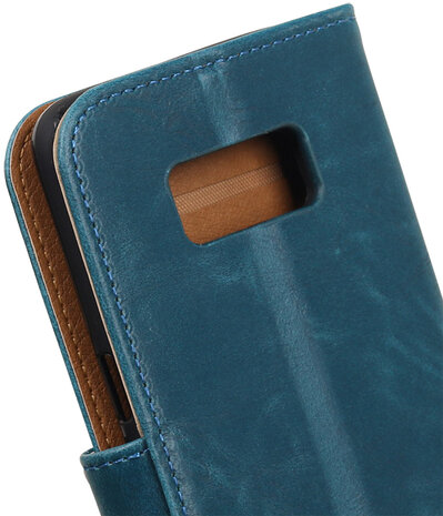 Blauw Pull-Up PU booktype wallet cover hoesje Samsung Galaxy S8+ Plus