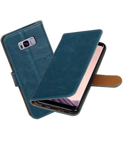 Blauw Pull-Up PU booktype wallet cover hoesje Samsung Galaxy S8+ Plus