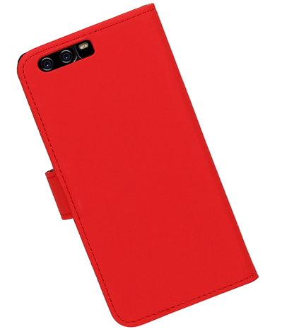 Rood Effen booktype wallet cover hoesje Huawei P10