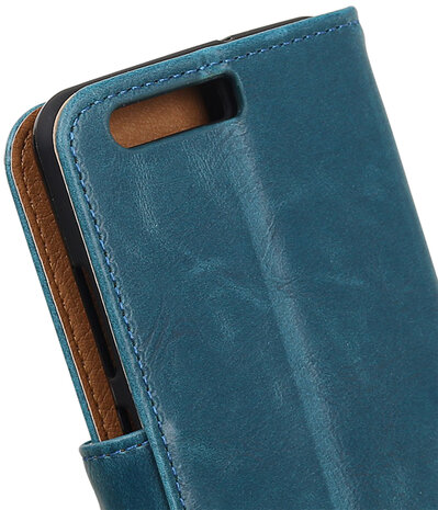 Blauw Pull-Up PU booktype wallet cover hoesje Huawei P10