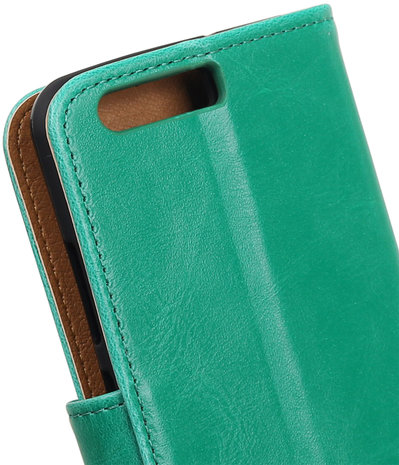 Groen Pull-Up PU booktype wallet cover hoesje Huawei P10