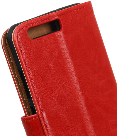 Rood Pull-Up PU booktype wallet cover hoesje Huawei P10