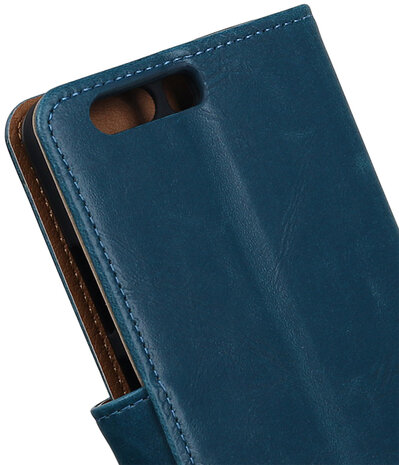 Blauw Pull-Up PU booktype hoesje Huawei P10 Plus