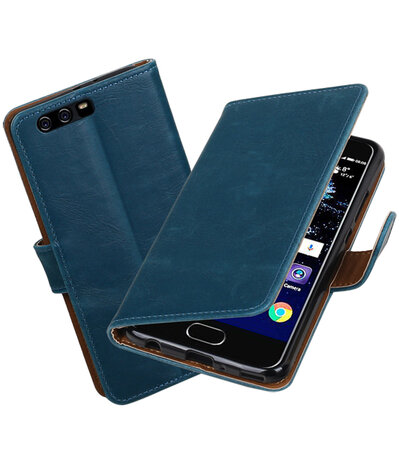 Blauw Pull-Up PU booktype hoesje Huawei P10 Plus