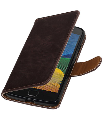 Mocca Pull-Up PU booktype hoesje Motorola Moto G5Mocca Pull-Up PU booktype hoesje Motorola Moto G5