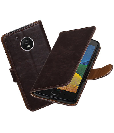 Mocca Pull-Up PU booktype hoesje Motorola Moto G5