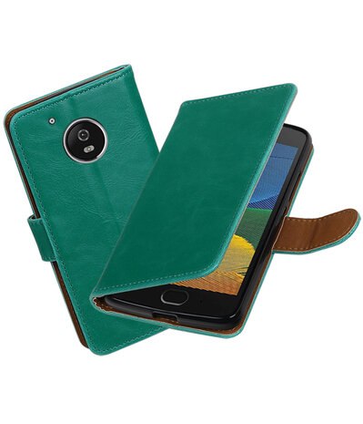 Groen Pull-Up PU booktype hoesje Motorola Moto G5